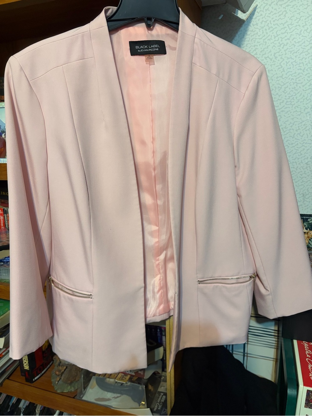 Black Label Blush Open-Front Blazer with Zip Pockets